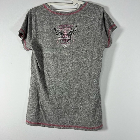 Harley Davidson Heathered Gray Adventure Dover Ohio Baby Tee Large - Picture 4 of 5